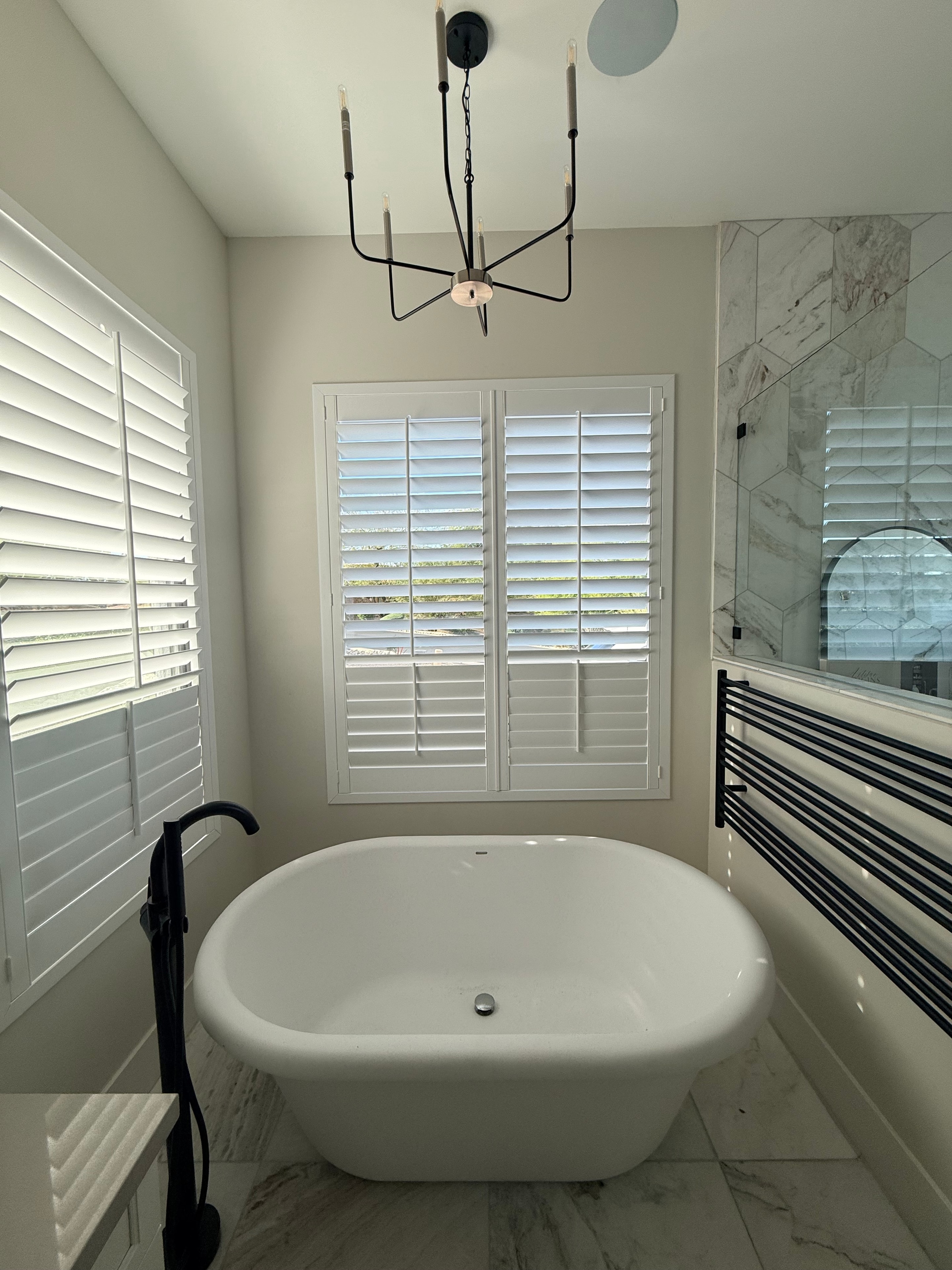 Plantation shutters installed in living room